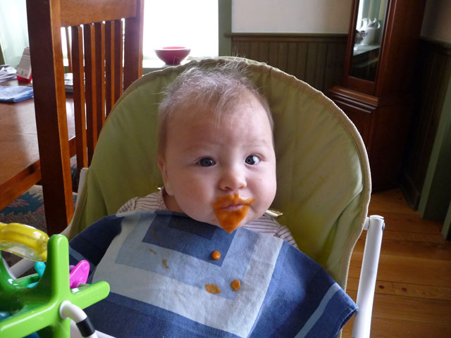 Wearing a carrot goatee.