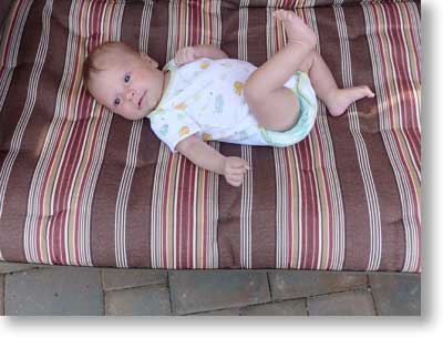 Laying on the patio swing