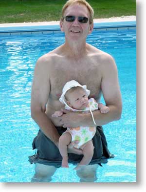 Hanging out with dad at cousin Cameron's pool. 