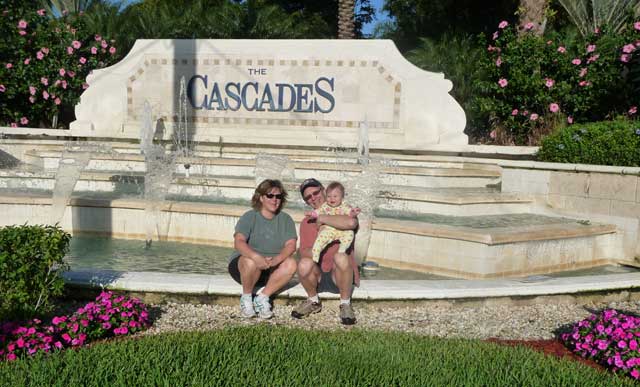 In front of the fountains at Cascades, Boynton Beach, Florida