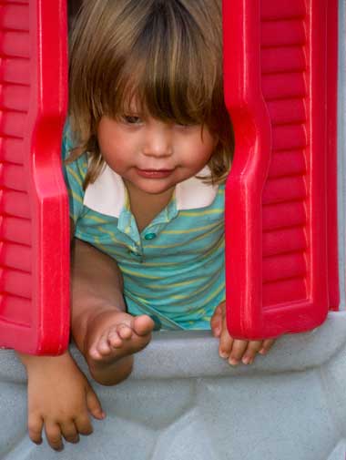 Coming out the playhouse window