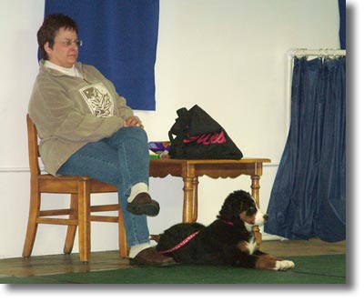 Photo of student listening to information from Ali Brown's puppy class